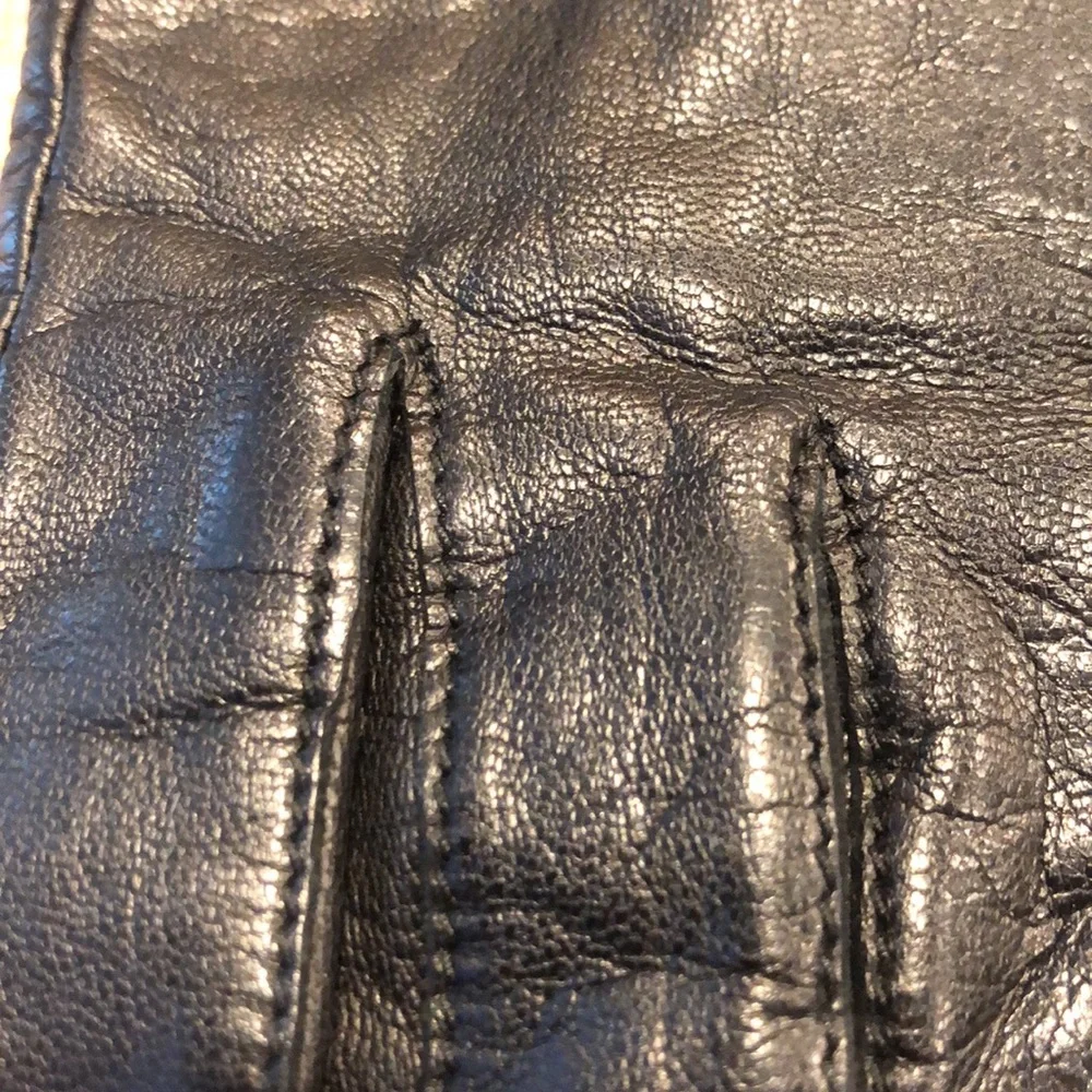Vintage Fownes Black Leather Gloves Size 7 1/2